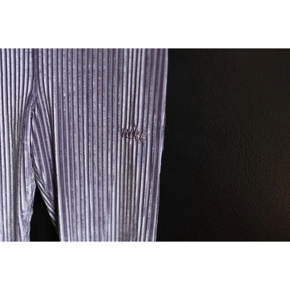 Kids Nike Velvet Purple Ribbed Velour Flare High-Waisted Pants Large
